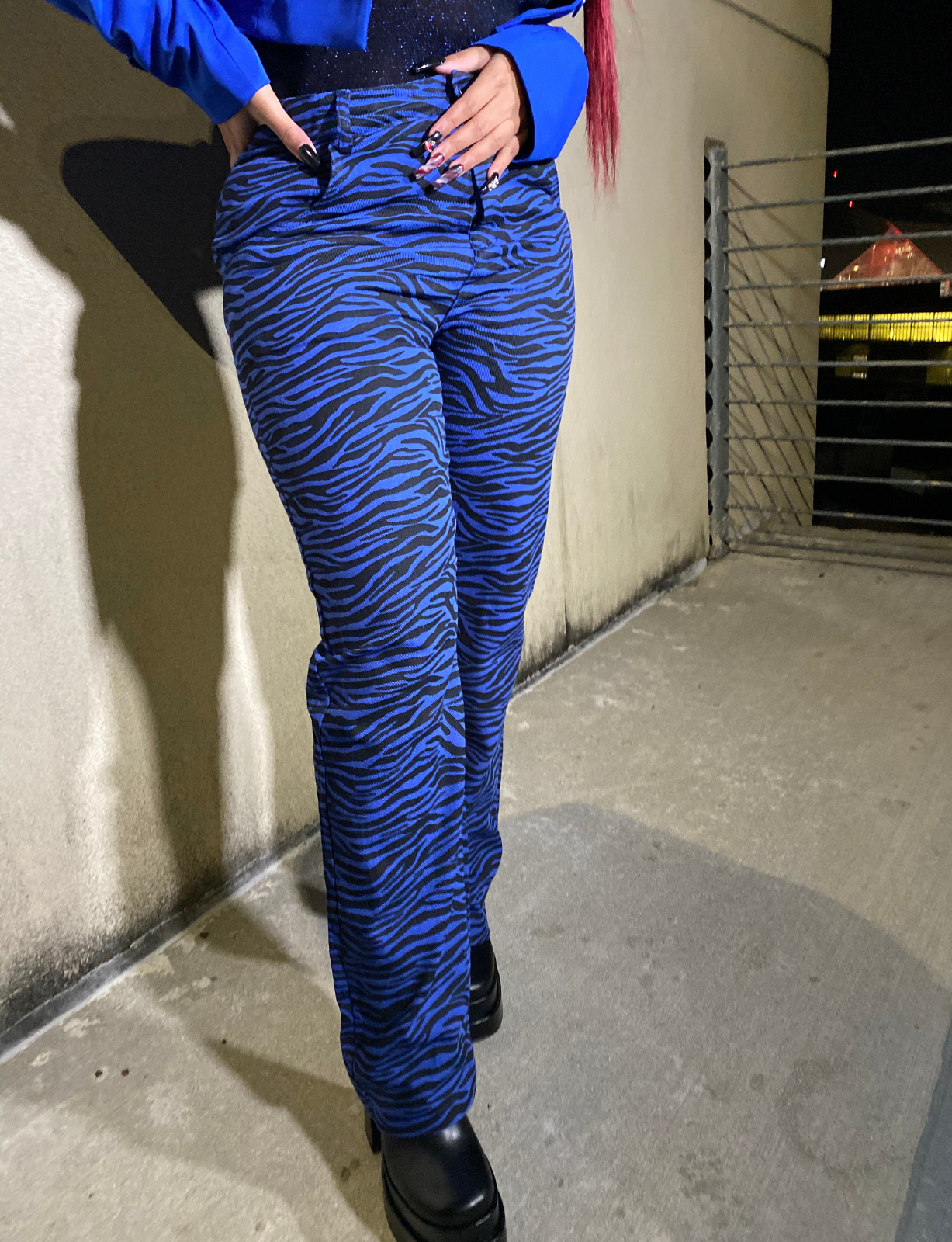 Z Print  | Blue & Black Straight Leg Jeans