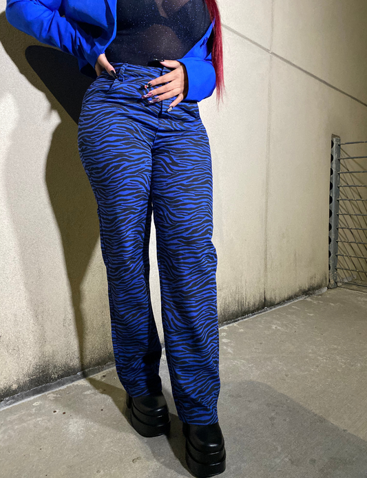 Z Print  | Blue & Black Straight Leg Jeans