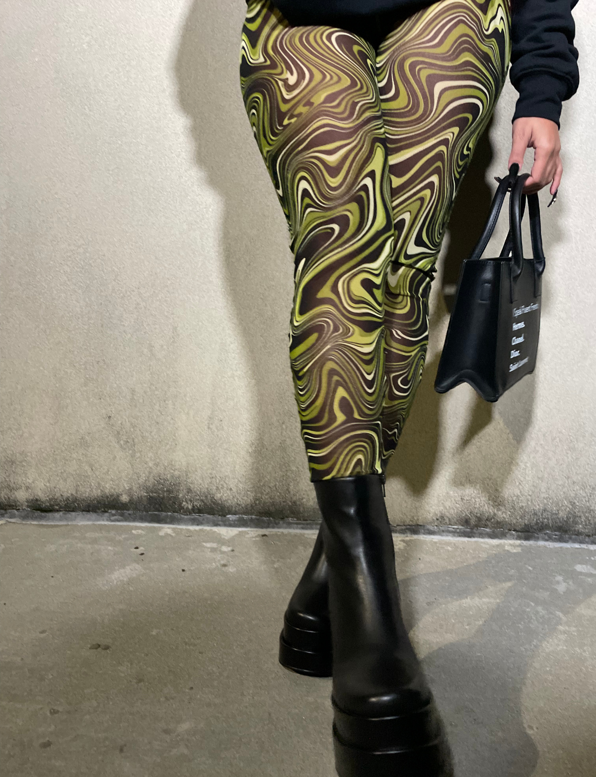 KH7 - Green Marble Mesh Leggings