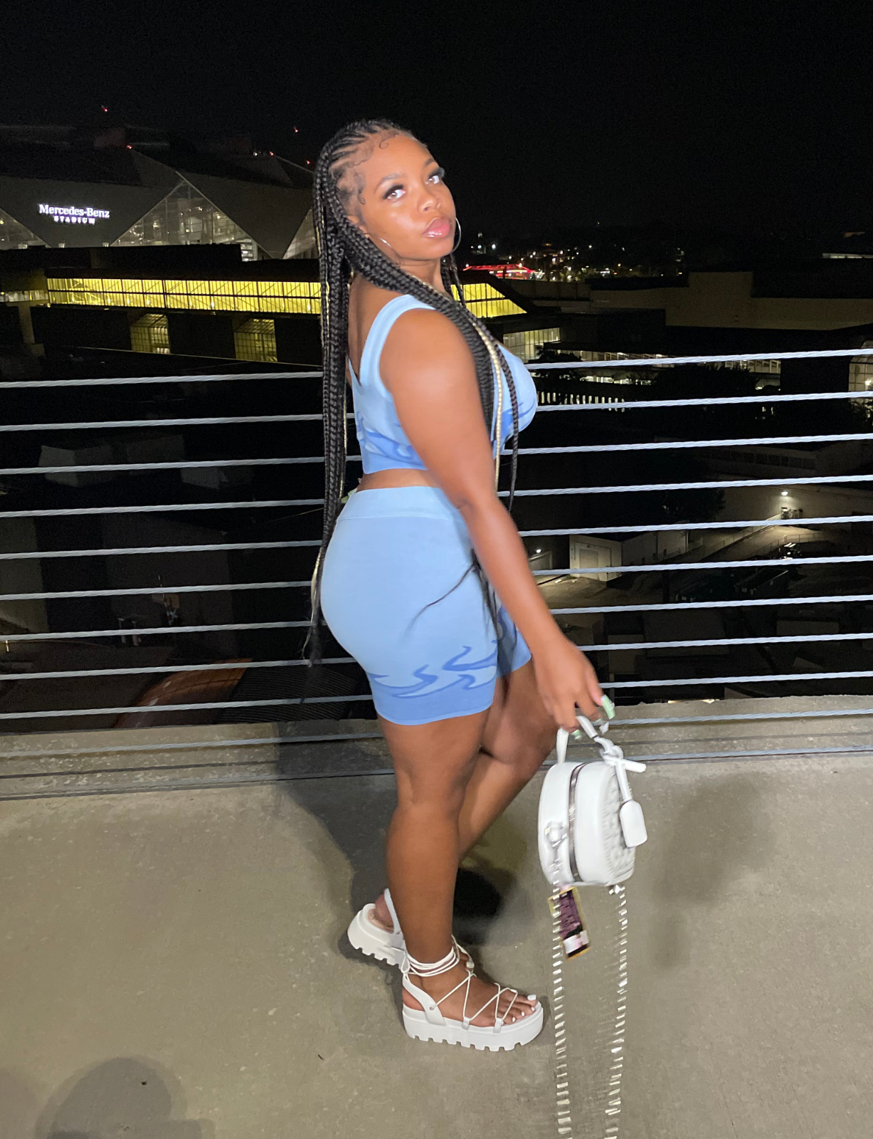 "Hot Girl Summer" Set - Blue Flame Two-tone Biker Short Set